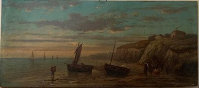 Ecole du XIXème s.
Bateau sur la grève
Huile...