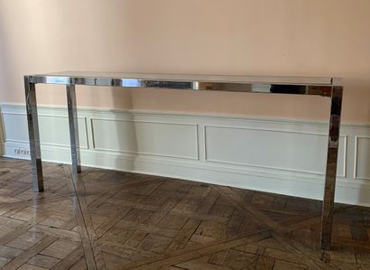 Console rectangulaire en métal chromé et...