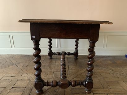 Bureau plat en bois naturel à un tiroir en...