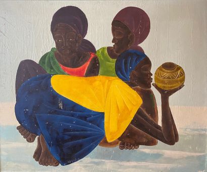 Ecole africaine du XXe siècle 
Femmes africaines
Huile...