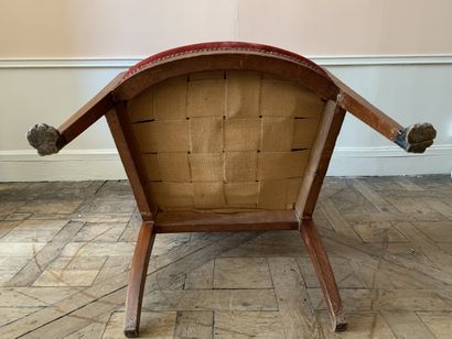 Fauteuil à dossier retourné en bois naturel...