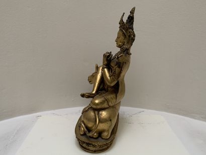 Divinité bouddhiste assise sur un buffle...