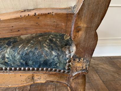 Fauteuil à dossier droit en bois naturel,...