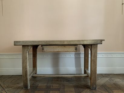 Table de ferme rectangulaire en bois naturel,...