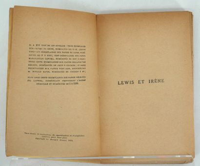 PAUL MORAND. 
- Lewis et Irène.
Bernard Grasset,...