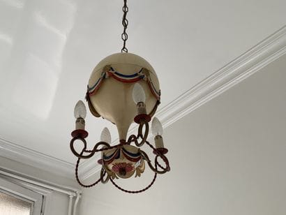 Suspension montgolfière en tôle polychrome...