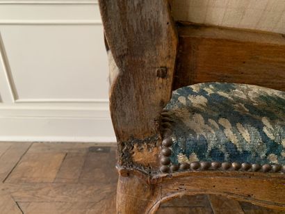 Fauteuil à dossier droit en bois naturel,...