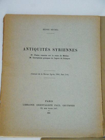 Henri SEYRIG. 
Antiquités syriennes.
In-4...