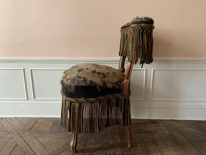 Chaise ponteuse en bois naturel garnie d'une...