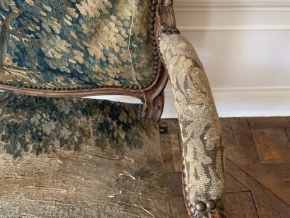 Fauteuil à dossier droit en bois naturel,...