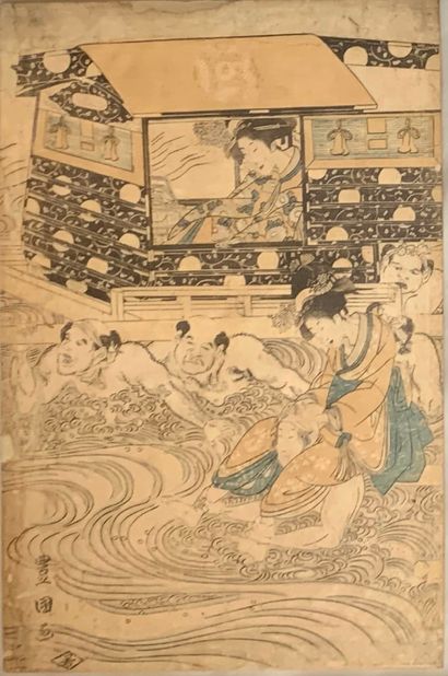 Utagawa TOYOKUNI d'après
Courtisane traversant...