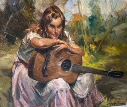 Richard DURANDO TOGO (1910- ?) 
La guitariste
Huile...