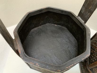 Petit panier à pique-nique en rotin et bois...