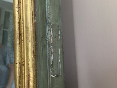 Glace rectangulaire en bois laqué vert et...