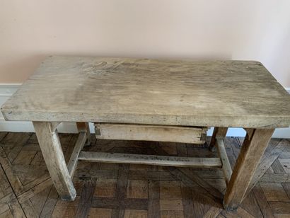 Table de ferme rectangulaire en bois naturel,...
