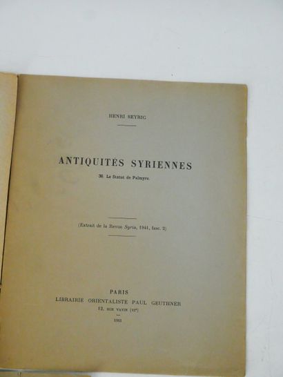 Henri SEYRIG. 
Antiquités syriennes.
In-4...