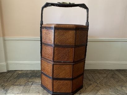 Grand panier de mariage octogonal en osier,...