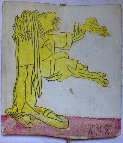 René AUDEBES (1922-1993)
Homme jaune agenouillé
Huile...