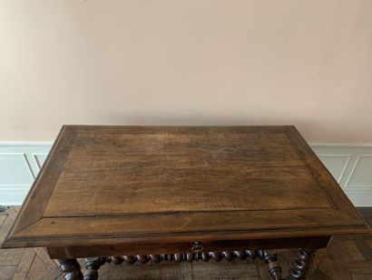 Bureau plat en bois naturel à un tiroir en...