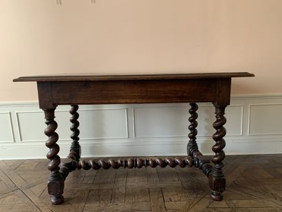 Bureau plat en bois naturel à un tiroir en...