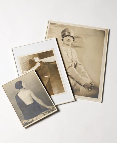 3 photographies de Suzanne Lenglen : à l'entraînement...