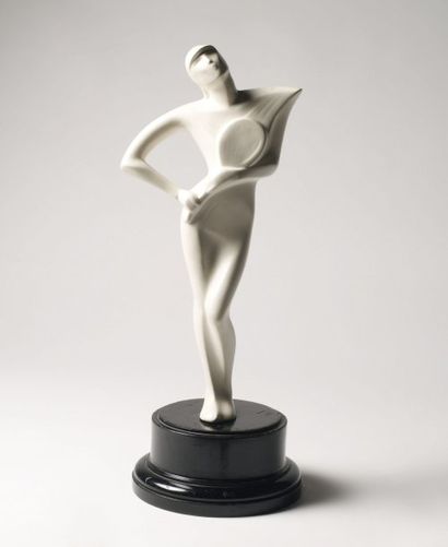 statuette en matière composite laquée blanc...
