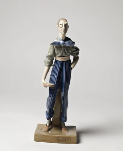 céramique polychrome tennisman avec une balle...
