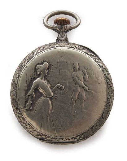 montre de gousset en métal argenté fin 19ème...