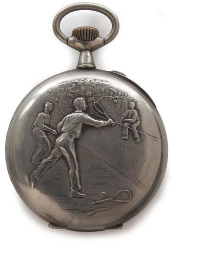 montre de gousset en métal argenté fin 19...