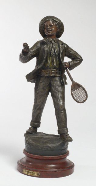 régule patine bronze joueur portant chapeau,...