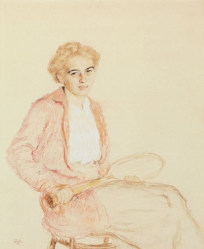 dessin au crayon gras de Oskar Glatz (1872-1958)...