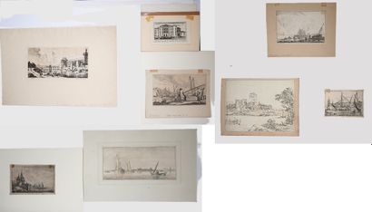 Lot de huit gravures anciennes dépareillées...