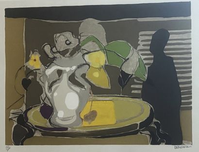 DEFOSSEZ
Still life with a vase of flowers
Lithograph...