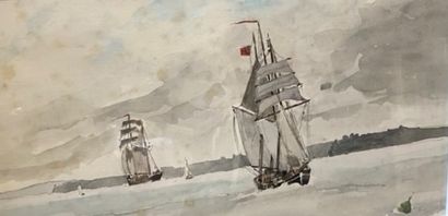 Jean HELLEU (1894-1985) :
Sailboats
Watercolor...