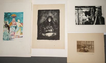Important lot de gravures et lithographies...