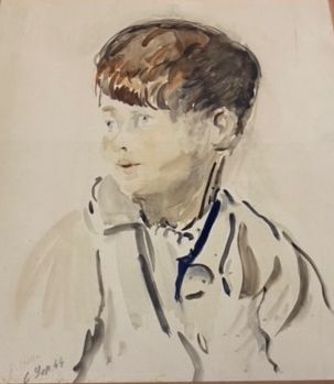 Jean HELLEU (1894-1985) 
Portrait of a child
Watercolor...