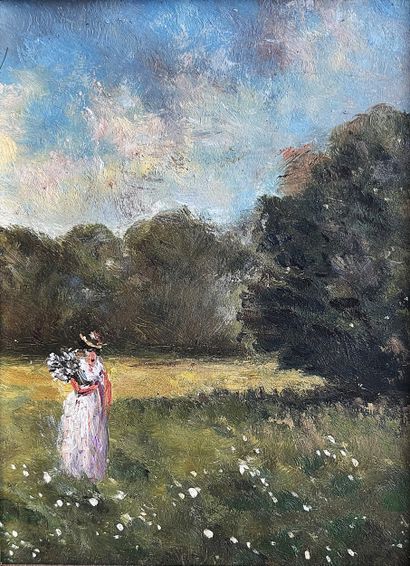 Contemporary school
Woman picking flowers
Oil...