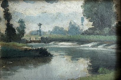 Modern school
River bank
Oil on panel