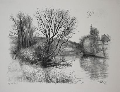 Robert LOTIRON (1886-1966)
- River bank and...