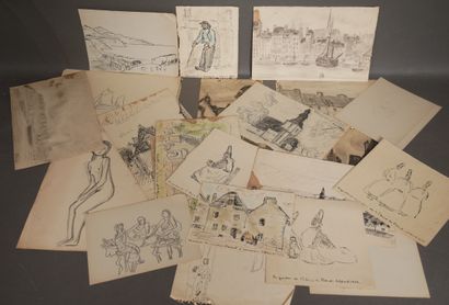 Olivier PETTIT (1918-1979)
Lot of sketches...