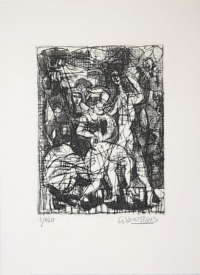 Gabriel PARIS (1924-2000)
Couple de danseurs
Gravure...