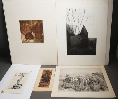 Important lot de gravures et lithographies...