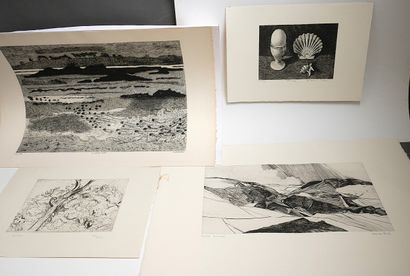 Important lot de gravures et lithographies...