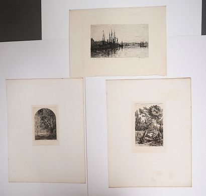 Lot de gravures, estampes, lithographies...