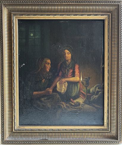 19th c. school.
Mother and daughter at night
Oil...