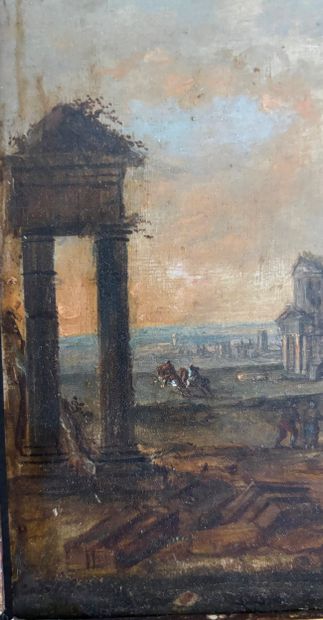 19th c. school.
Animated ruins
Oil on panel
19x25...