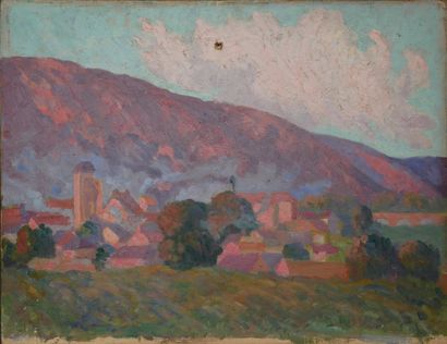 Emile BRUNEAU (20th c.)
Village near a bridge...