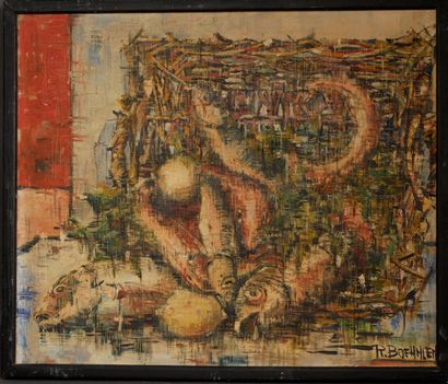 R. BOEHNLEN
Nature-morte aux poissons
Huile...