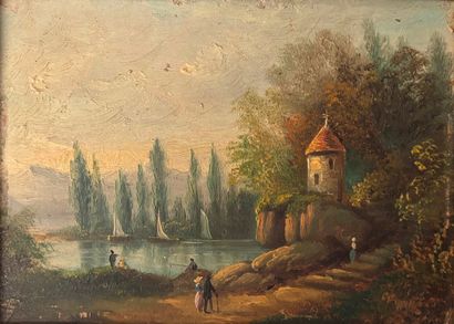 19th c. school
Animated landscape
Pair of...