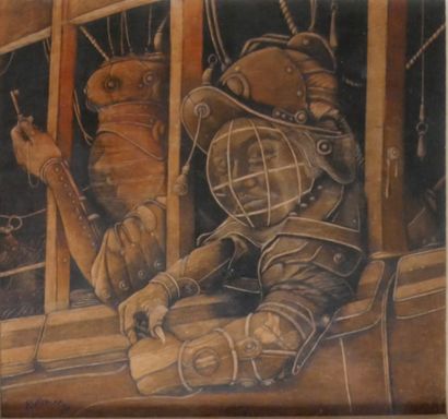 Michel BRON (1938-2010)
The compartment
Charcoal...